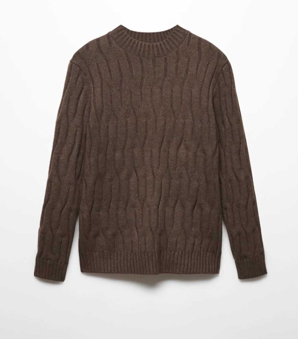 Mango Man Brown Braided Jumper
