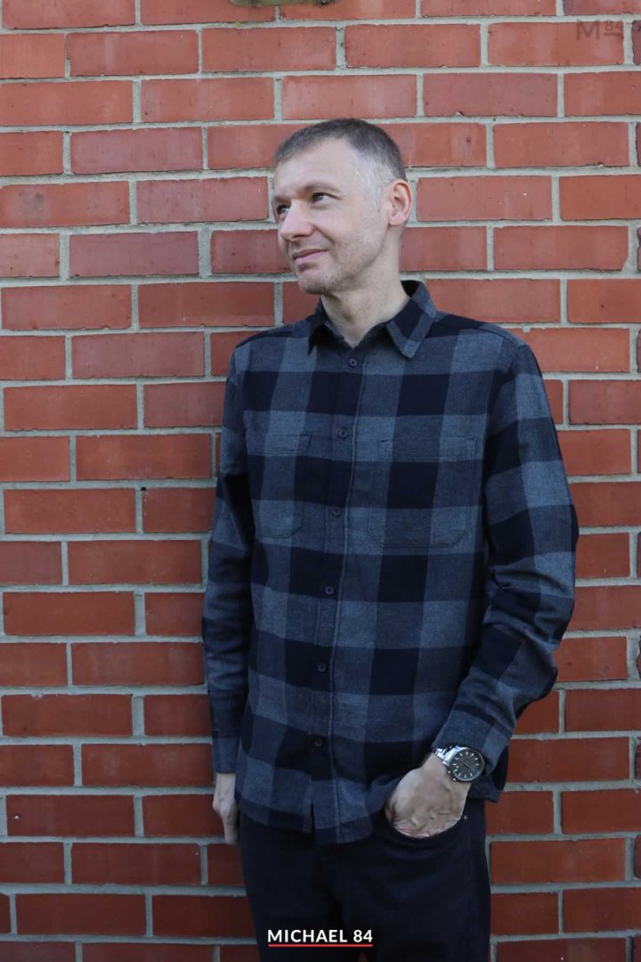 Men's Autumn Outfit - Black & Grey Check Shirt