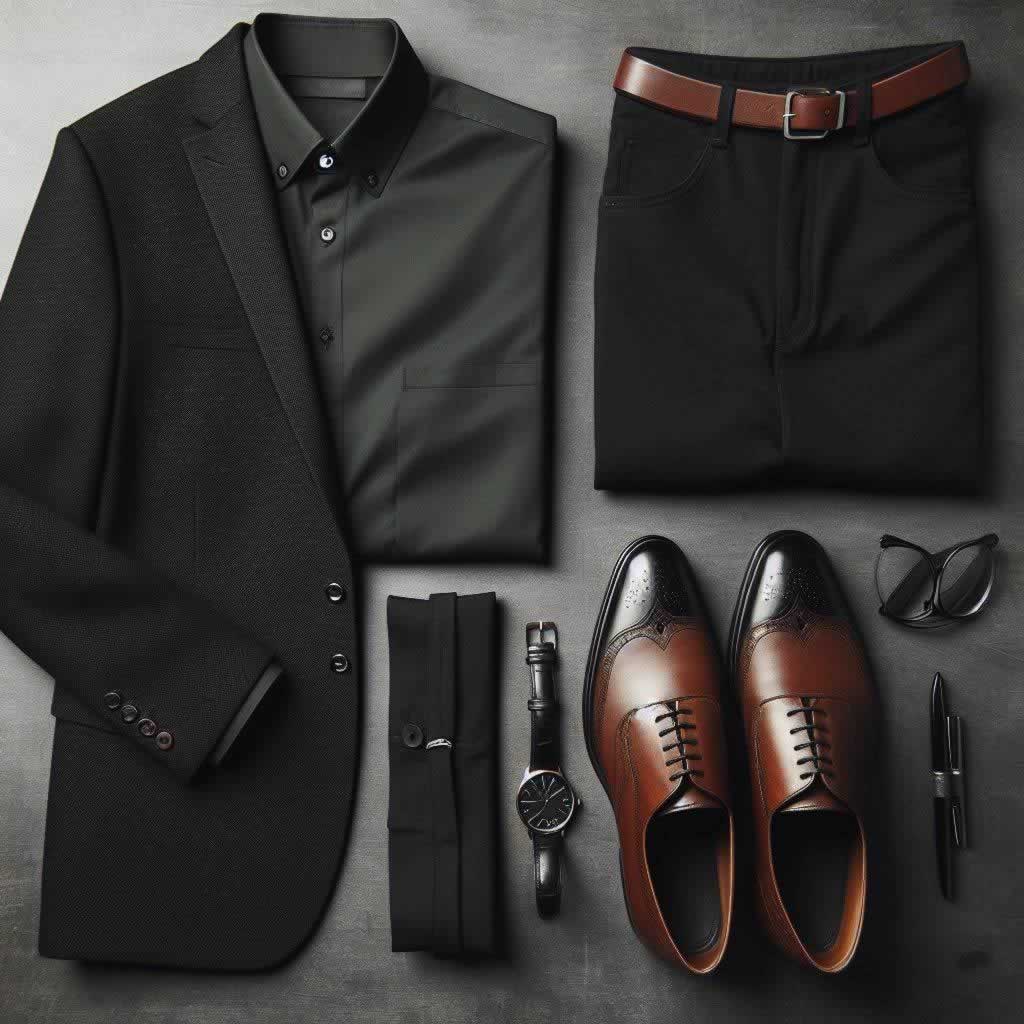 Green Shirt With A Black Suit