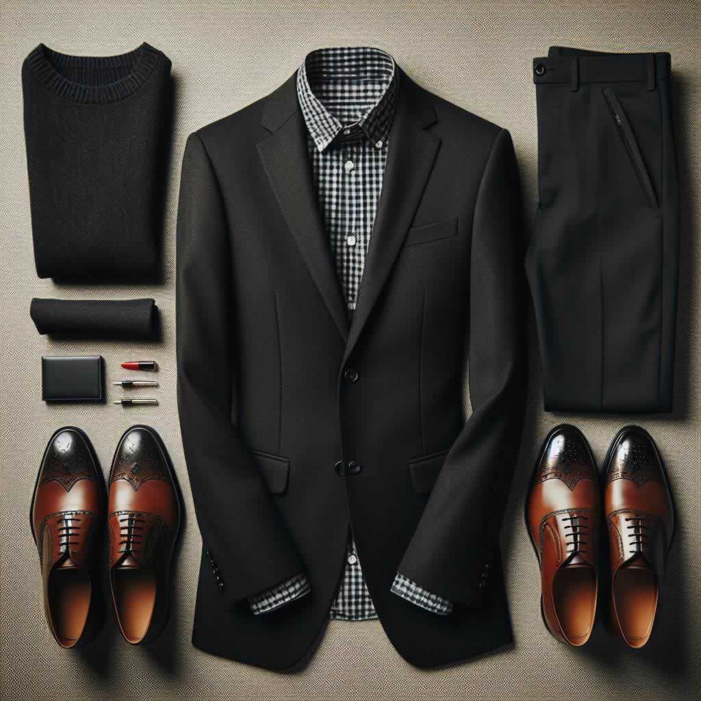Patterned Shirt With a Black Suit