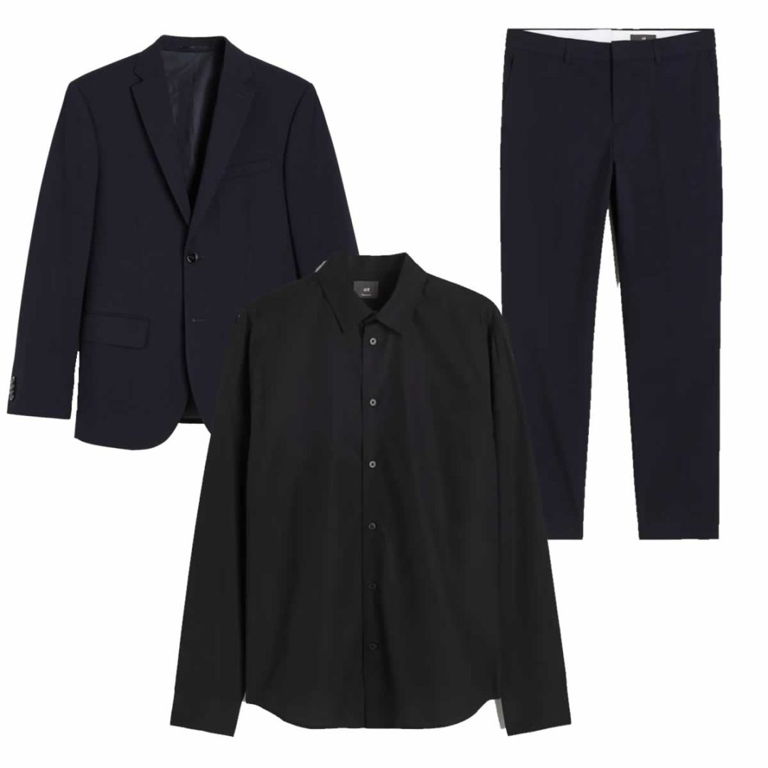 Navy Blue Suit With Black Shirt