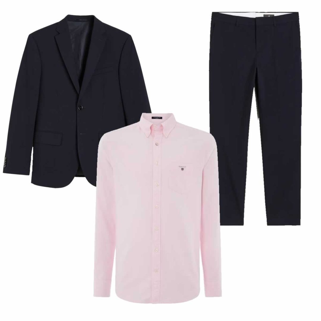 Pink Shirt With Blue Suit