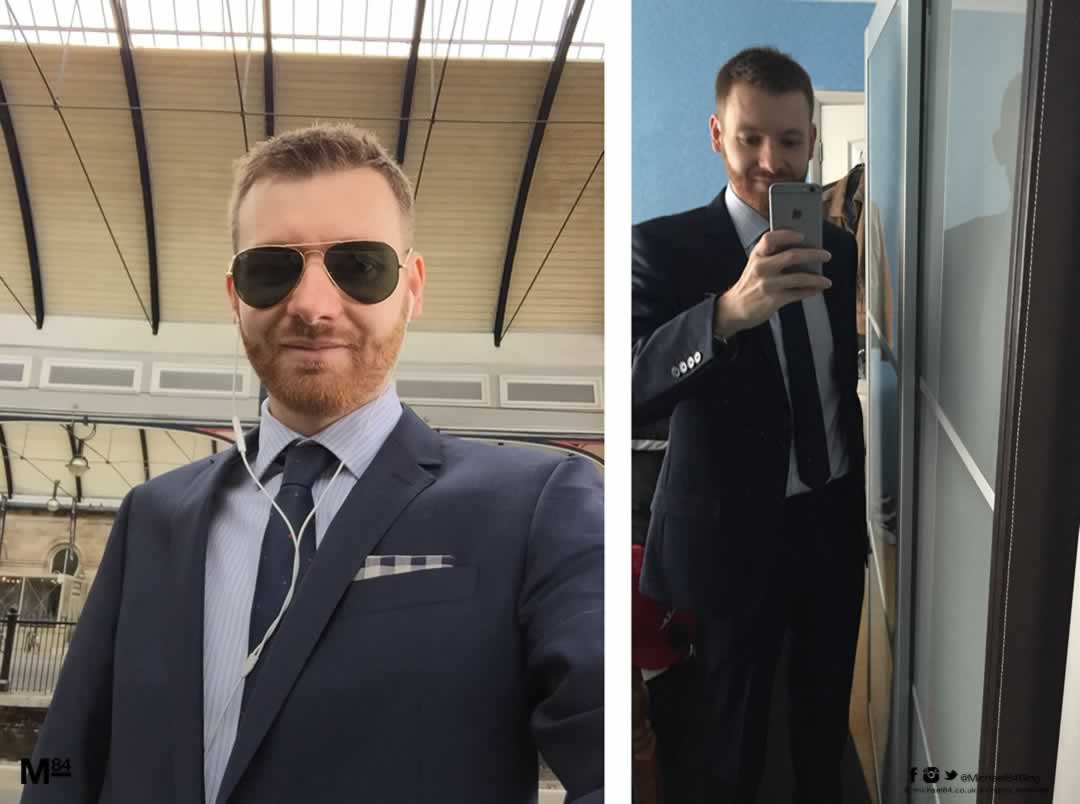 Blue Suit With A Striped Shirt