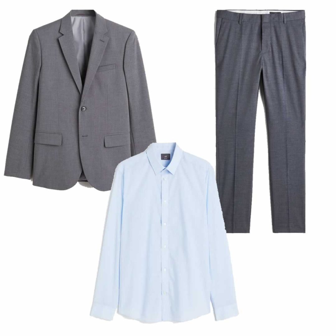 Grey Suit With A Blue Shirt