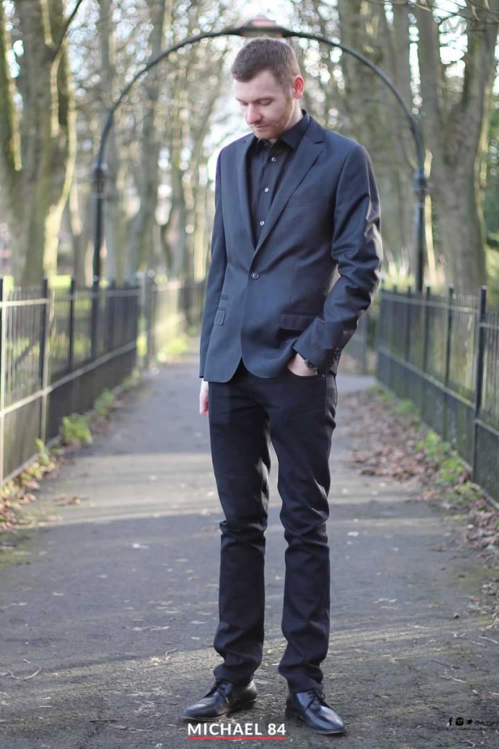 Grey Suit With A Black Shirt