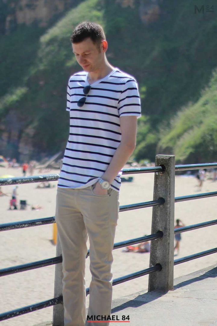 Stripe T Shirt With Chinos outfit