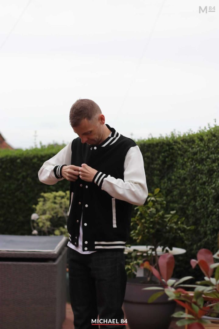 men's autumn style - Varsity jacket with jeans
