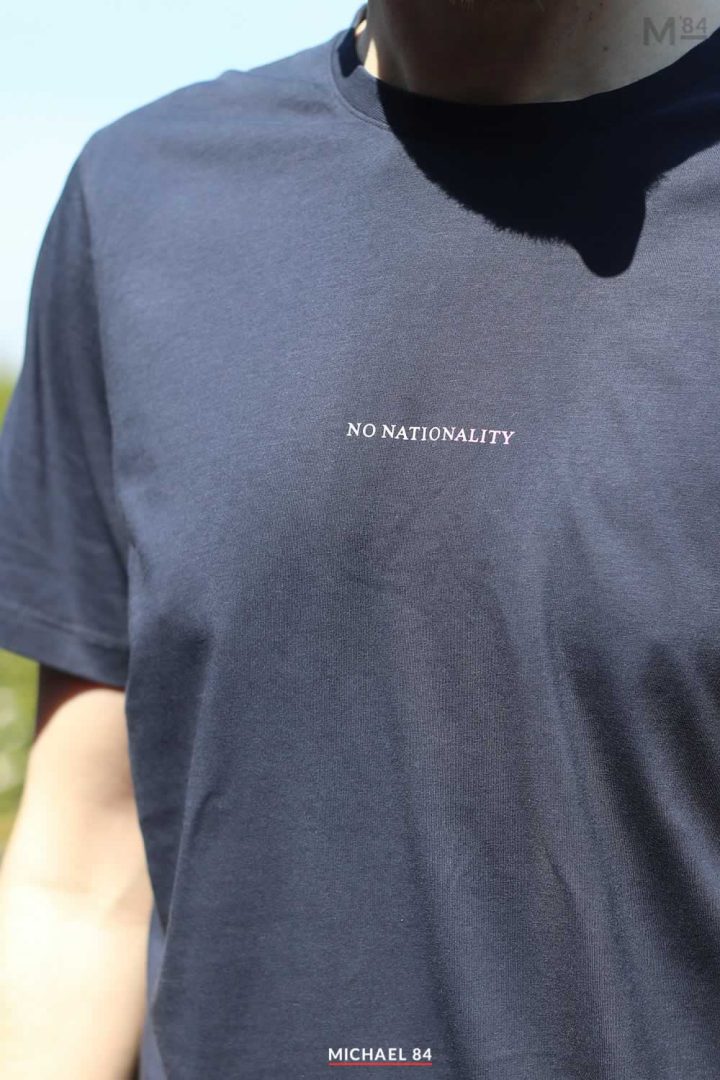 No Nationality Navy Blue T Shirt Close Up