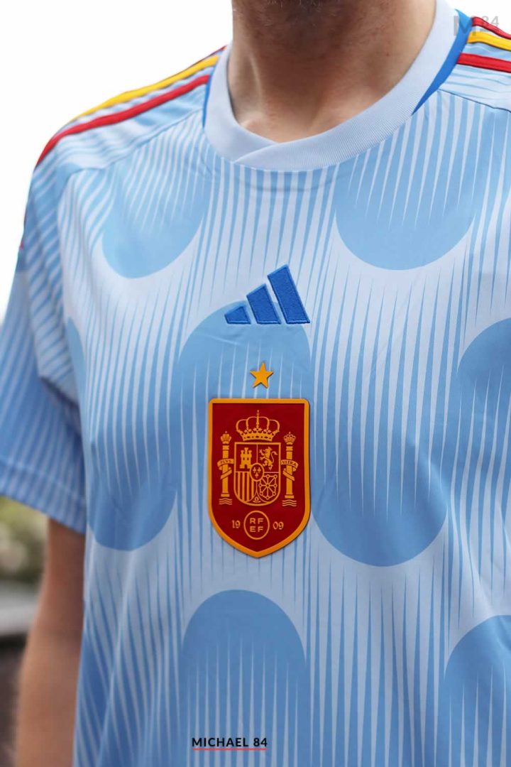 Spain Away Shirt 2022 By Adidas Worn By Michael 84 Close Up