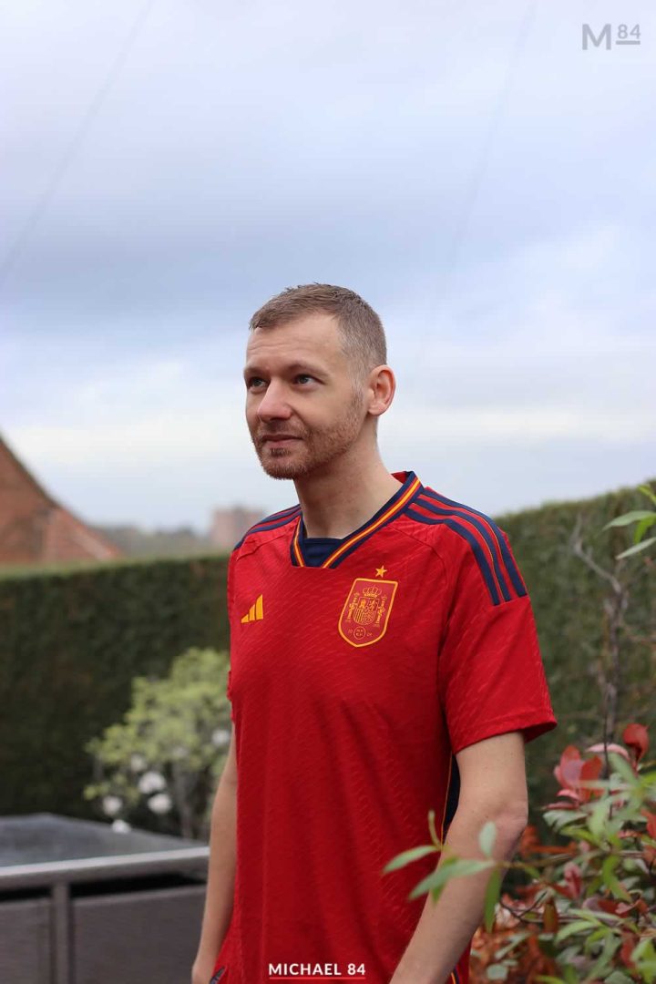 Wearing Spain Home Shirt 2022 By Adidas Michael 84
